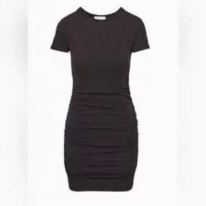 Aritzia Contour Black Ruched Mini Dress